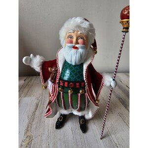 Fa la la grandin road Santa scepter statue RARE retired decor velvet figurine Xm
